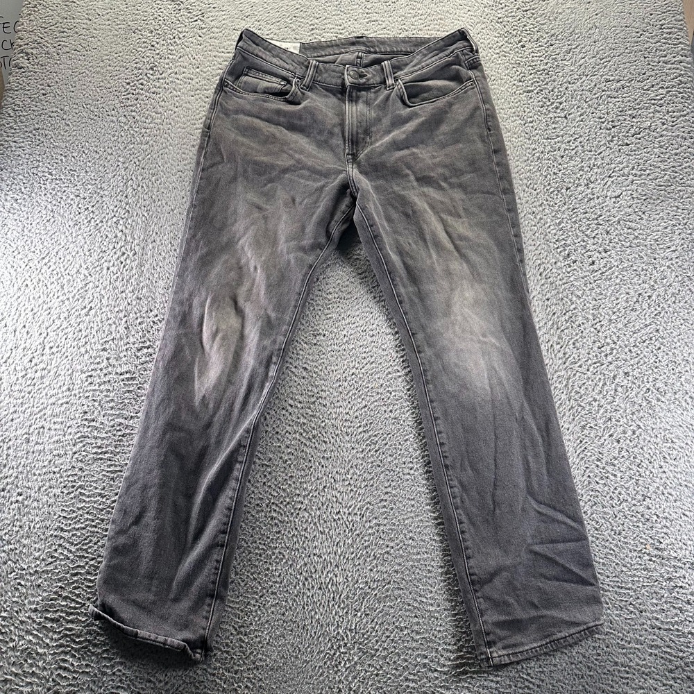 H&M Jeans Mens 32x32 Gray Cotton Denim Straight Travel Workwear Utility Faded